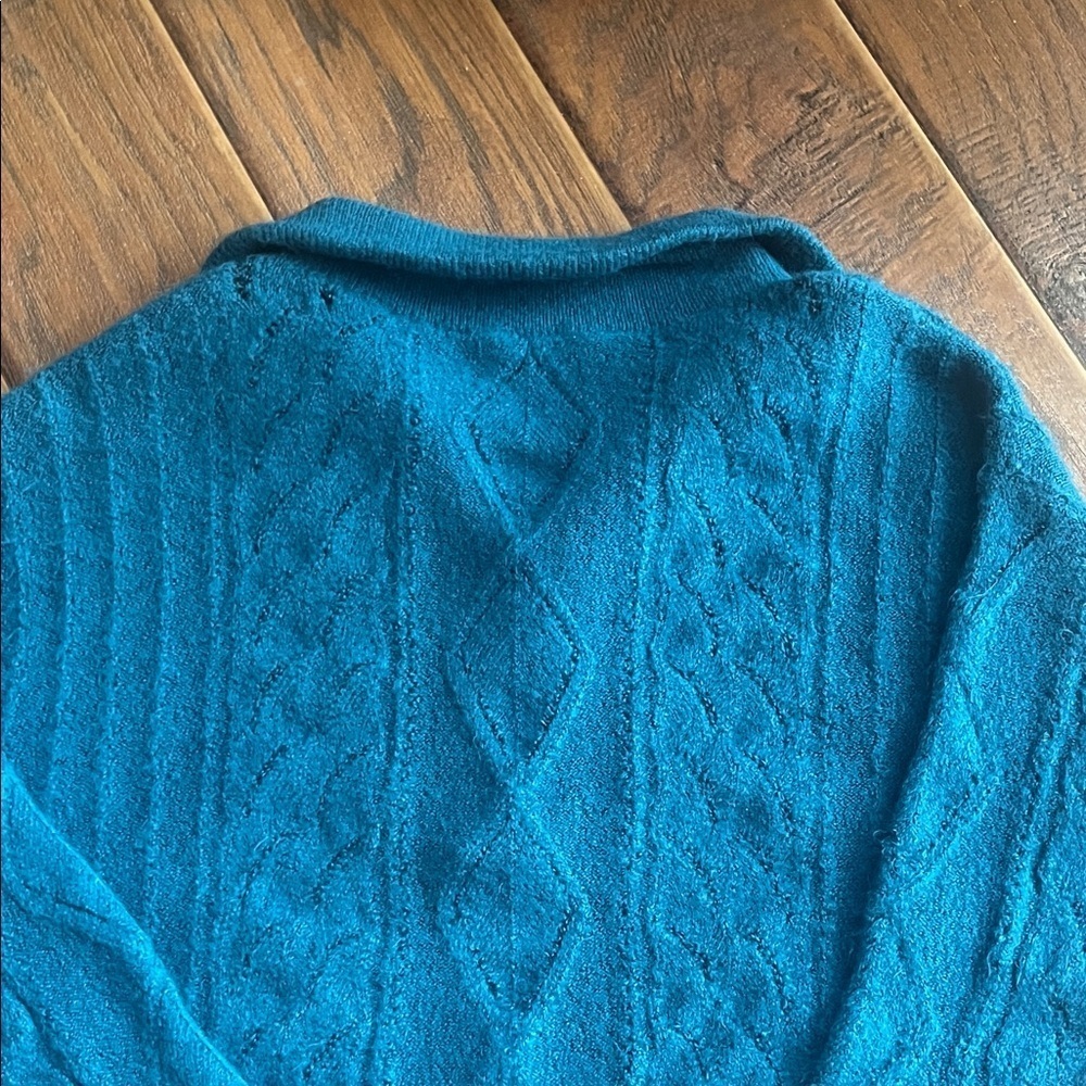 Talbots Turquoise Cable Knit Sweater - Picture 9 of 10